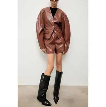 Dámské kozačky Kožené kozačky Answear.LAB černá barva, na podpatku LT636-1651 99X, EUR 37