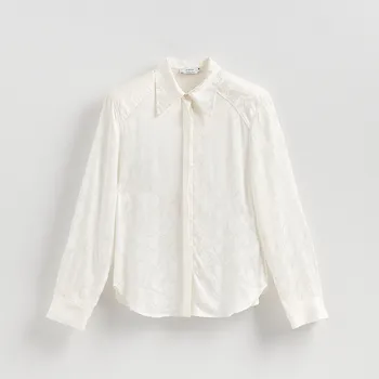 Reserved - Košile z lesklé látky - krémová - 093IC-01X - 093IC-01X-S