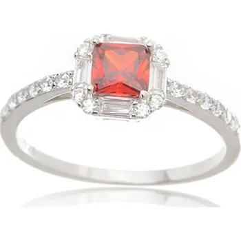 Šperk Stříbrný prsten s rubínem a zirkony STRP0503F