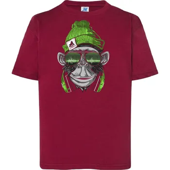 Chlapecké tričko detske-levne-bavlnene-tricko-potisk-gorila-hipster Barva: Burgundy - vínová, Dětská bavlněná trička JHK: M