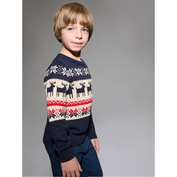 Oblečení a móda Sinsay - Vánoční svetr s motivem sobů a sněhových vloček - námořnická modrá - 934BQ-59X - 934BQ-59X-128