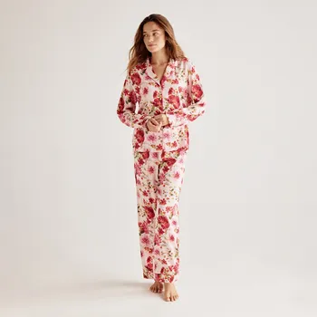 Dámský kabát Reserved - Vzorované dvoudílné pyžamo - fuchsiová - 102EY-43X - 102EY-43X-XS