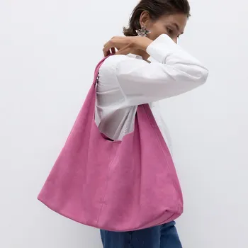 Kabelka Reserved - Semišová shopper taška s kapsičkou - ibišková - 291GX-41X - 291GX-41X-ONE