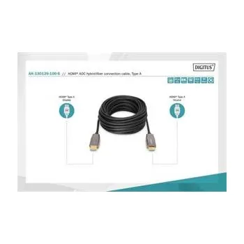 Video kabel Digitus HDMI AOC hybridní optický kabel, Type A M/M, 10m, UHD 8K@60Hz, CE, gold, bl AK-330126-100-S