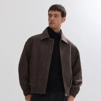 Reserved - Bunda s&nbsp;vysokým podílem vlny - tmavě hnědá - 401GQ-89M - 401GQ-89M-M