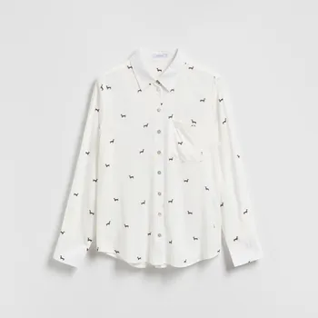 Reserved - Vzorovaná viskózová košile - tmavě hnědá - 9541H-89X - 9541H-89X-XXL