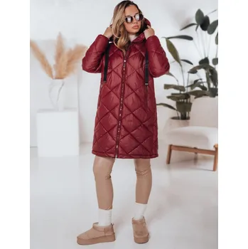 Dámská bunda Vínová dámská prošívaná bunda s kapucí SNOWVIBE TY4996 Velikost: M