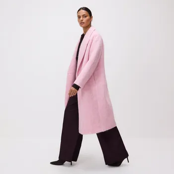 Dámský kabát Reserved - Dvouřadý kabát s vlnou - růžová - 065HV-30X - 065HV-30X-L