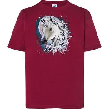 detske_levne_bavlnene_tricko_potisk_hlava_jednorozec Barva: Burgundy - vínová, Dětská bavlněná trička JHK: M