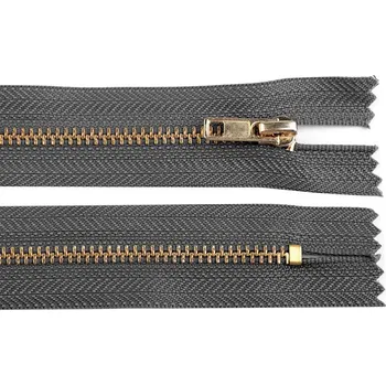Zip Kovový zip No 4 délka 16 cm kalhotový, barva 320 šedá hematit