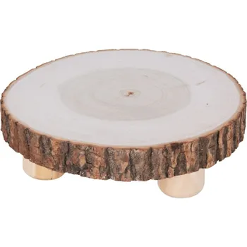 Podnos d21cm, na noze, dřevo