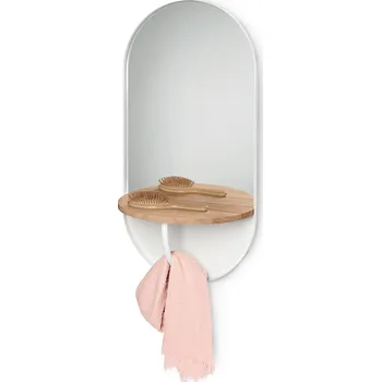 Zrcadlo 708147 - Tchibo - Nástěnné zrcadlo s policí a šatní tyčí - barva: bílá