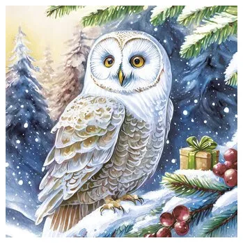 Papírový kapesník Ubrousky MAKI L (20ks) Owl in Winter Forest