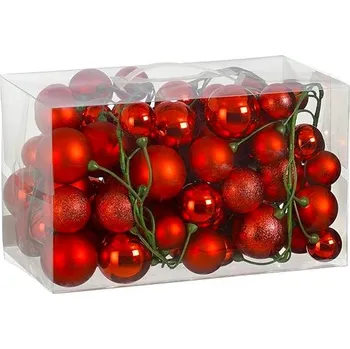 Vánoční dekorace LAALU Vánoční ozdoby - girlanda s ozdobami, červená, 180 cm, 80 ks