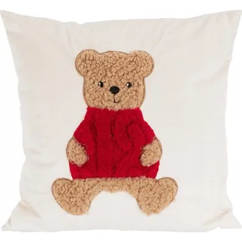 Polštář POLŠTÁŘ POLŠTÁŘ BÍLÝ S MOTIVEM MEDVÍDKA 40 X 40 CM ZIP