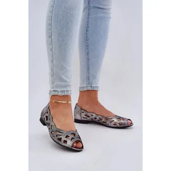 Dámské baleríny Dámské balerinky ASA136-8 stříbrné - Jezzi 40