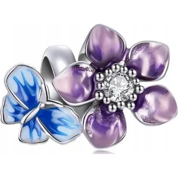 Přívěsek Oddělovač přívěsků lila květina motýl stříbro s925