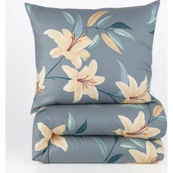 přikrývka SET Přikrývka a polštář, lilie na šedé