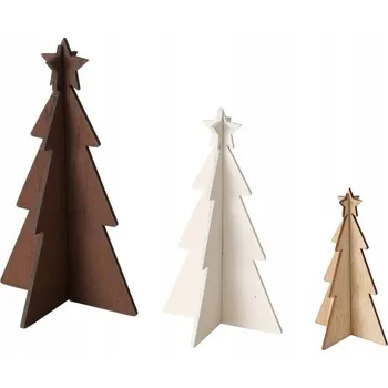Obraz OZDOBNÉ VÁNOČNÍ STROMEČKY ZE DŘEVĚNÉ PŘEKLIŽKY, BÉŽOVÉ, KARL, 12-25 CM, 3 KS