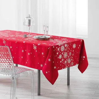 ubrus Blancheporte Ubrus s potiskem stříbrných vloček červená/stříbřitá 150x240 cm