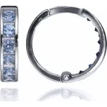 Náušnice z bílého zlata kroužky s modrými zirkony