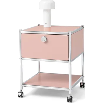 Konferenční stolek 709646 - Tchibo - Kovový odkládací stolek »Cn3« s 1 zásuvkou - barva: růžová