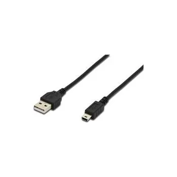 Datový kabel Digitus Připojovací kabel USB 2.0, typ A - mini B (5pin) M/M, 1,8 m, USB 2.0, bl