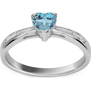 Prsten Prsten s topasovým srdcem 0,30 ct a diamanty BSBR025A + dárkové balení LUXUS zdarma