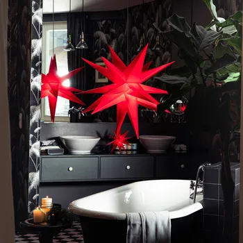 Lampička STERNTALER LED hvězda, červená, Ø 55 cm, 18 cípů, IP44 - Délka připojovacího kabelu 500 cm 1 x 1,5 W LED - Doprava zdarma