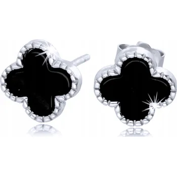 Náušnice Stříbrné Náušnice 925 Jetel Marocký Černý Onyx Puzety jako dárek