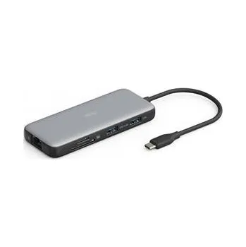 Digitus USB-C dokovací stanice, 8 portů: 2× HDMI, 3× USB 3.0, 1× RJ45, 1× SD, 1× MicroSD, 1× USB-C PD