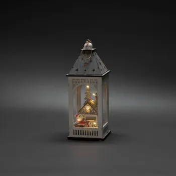 Lampička Konstsmide Christmas LED dekorační lucerna s domem a Santa Clausem bílá, šedá 8 x 0,06 W LED