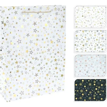 Dárková taška Taška dárková M, HVĚZDIČKY, vánoční, mix barev, papír