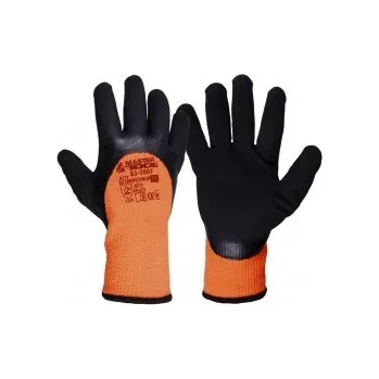 Pracovní rukavice Rukavice pracovní MASTERTOOL bezešvý akryl zimní s pěnovým latexovým povlakem oranžová/černá 11" 83-0607