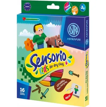 Modelovací hmota AstraFUN Modelovací hmota (air dry clay) Sensorio Kids Pixel, 16 barev, 336124023