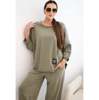 Dámská mikina Komplet bavlněný mikina + kalhoty světlá khaki UNI