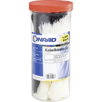 Stahovací páska 1000dílná sada stahovacích pásek Conrad Components 28530c209, černá, přírodní