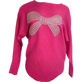 Dámský svetr Dámský svetřík s aplikací mašle na předním díle - Gemini fuchsie S/M