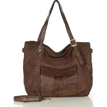 Kabelka Marco Mazzini Velká protkaná shopper taška přes rameno MARCO MAZZINI; hnědá