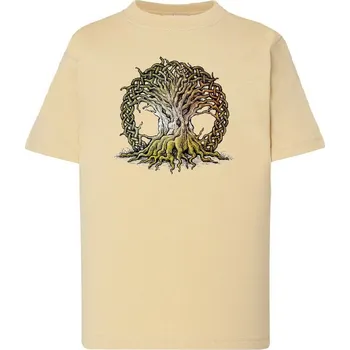 Dívčí tričko detske-levne-bavlnene-tricko-potisk-keltsky-strom Barva: Lime stone - krémová, Dětská bavlněná trička JHK: M