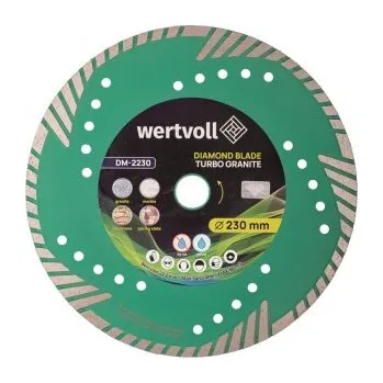 Brusný kotouč Kotouč diamantový WERTVOLL TURBO 230*3 мм 0, 24 výška segmentu 8 mm adaptér 22, 2-20 mm 6650 ot./min DM-2230