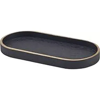 GenWare Servírovací podnos, dřevěná dýha, oválný, černý, délka: 230 mm, šířka: 110 mm