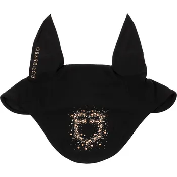 Koňská maska proti hmyzu Equestro Čabraka na uši s kamínky, Full, černá