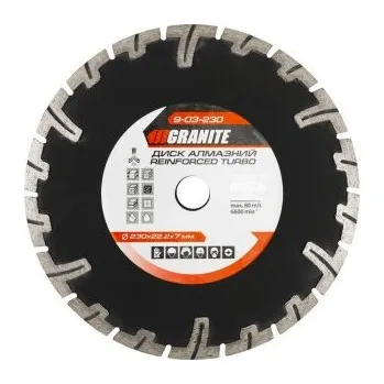 Brusný kotouč Kotouč diamantový GRANITE TURBO REINFORCED 230*2, 8 mm 22-24% 6600 ot./min ot./min 9-03-230