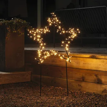 Lampička Konstsmide Christmas LED kovová hvězda, černá se zemními hroty - výška zemních hrotů 25 cm; vzdálenost mezi světly 2,2 cm; délka kabelu se zástrčkou 10 m 150 x 0,024 W LED - Doprava zdarma