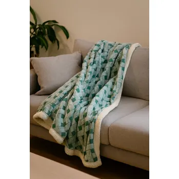 Přehoz na lůžko Beránková deka Pletený sen 200 x 230 cm zelená