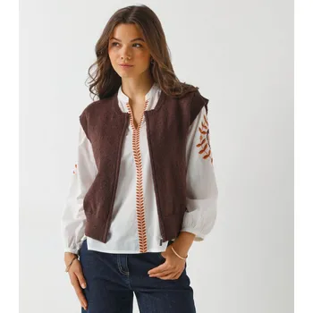 Dámský svetr Svetr bez rukávů na zip čokoládová 46/48