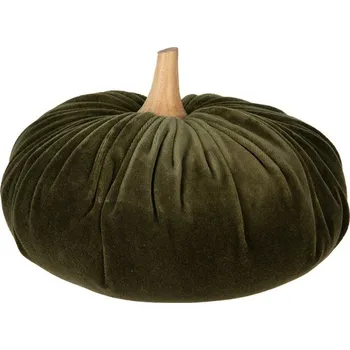 Bytová dekorace Tmavě zelená látková dekorace dýně Pumpkin XXL - Ø 25*16 cm