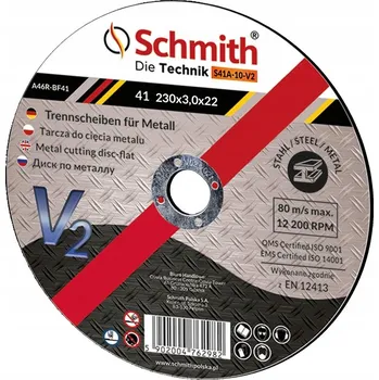 Řezný kotouč KOTOUČ NA ŘEZÁNÍ KOVŮ OCELI V2 230x3,0x22,2 SCHMITH