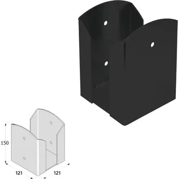 DOMAX PSPW šroubovací patka sloupku se čtvercovou základnou Nastříkaný práškovou barvou černé (C) PSPW 120 - 122 x 122 x 150 x 2.5 mm (1 ks)